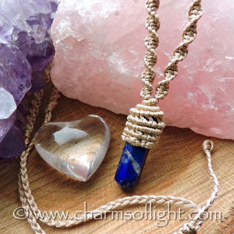 Lapis Lazuli Point Macrame Necklace